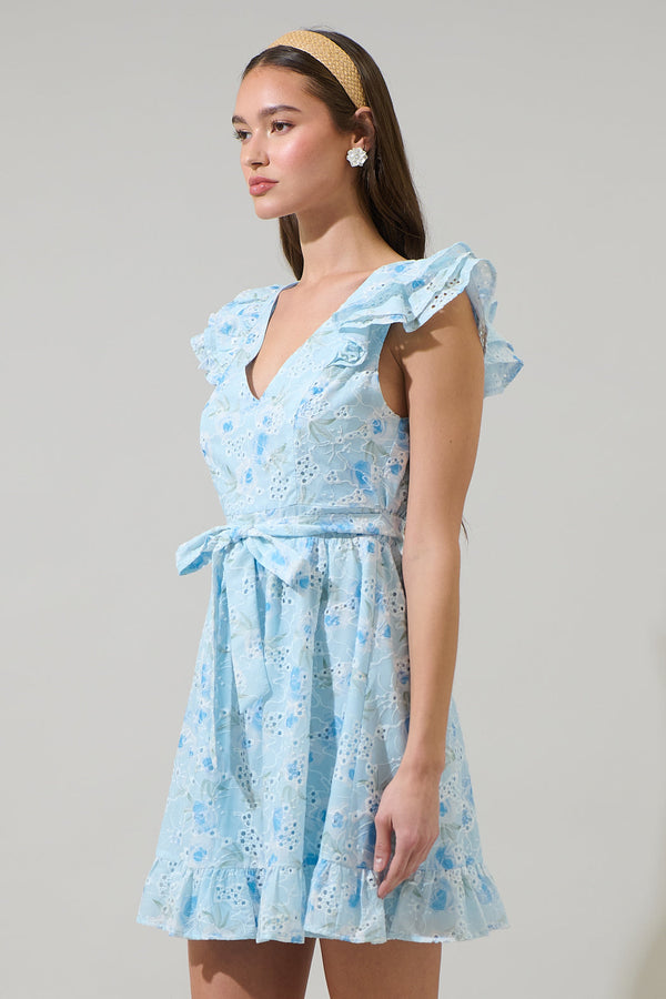 Sugarlips Boleta Aurellia Ruffle Eyelet Mini Dress