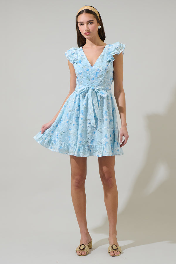 Sugarlips Boleta Aurellia Ruffle Eyelet Mini Dress