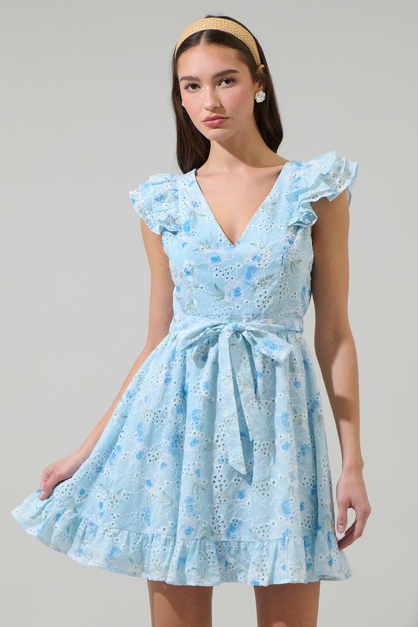 sugarlips Boleta Aurellia Ruffle Eyelet Mini Dress