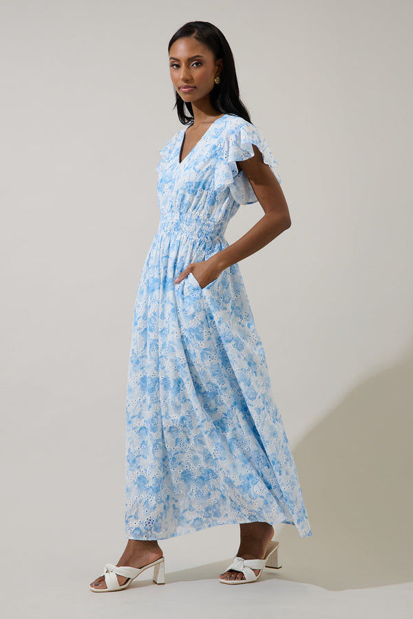 Sugarlips Boleta Eyelet Smocked Maxi Dress