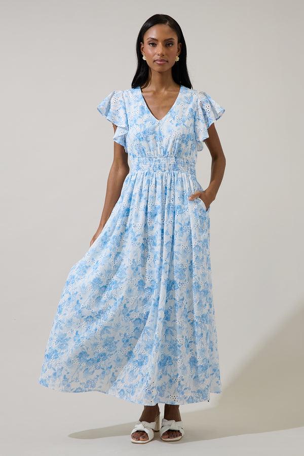 sugarlips Boleta Eyelet Smocked Maxi Dress
