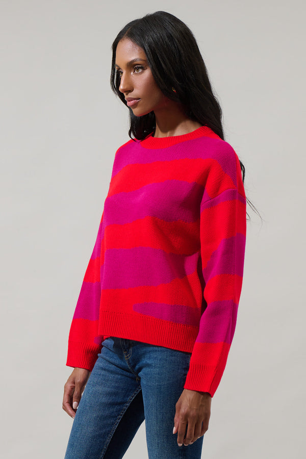 Sugarlips Bonny Zebra Striped Oversized Sweater
