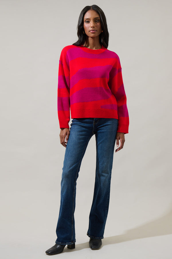 Sugarlips Bonny Zebra Striped Oversized Sweater