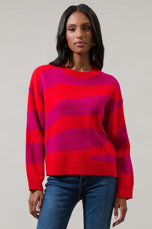 sugarlips Bonny Zebra Striped Oversized Sweater