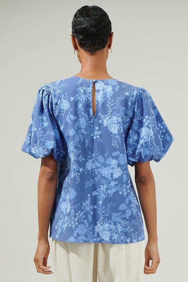 Sugarlips Borage Floral Bubble Sleeve Blouse