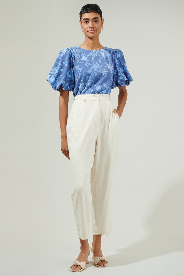 Sugarlips Borage Floral Bubble Sleeve Blouse