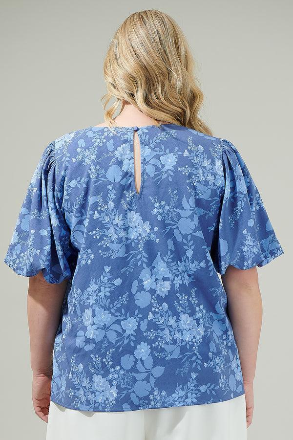 Sugarlips Borage Floral Bubble Sleeve Blouse Curve
