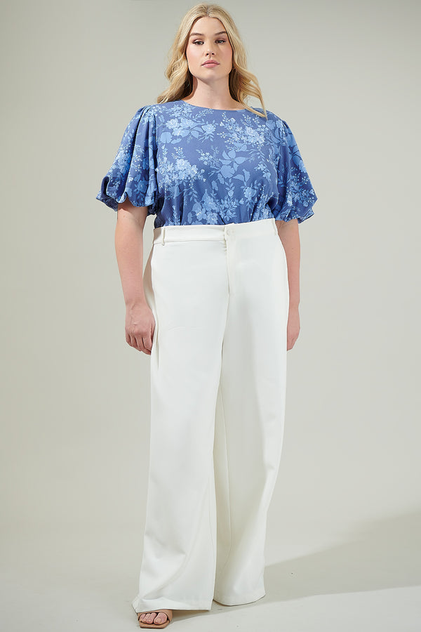 Sugarlips Borage Floral Bubble Sleeve Blouse Curve