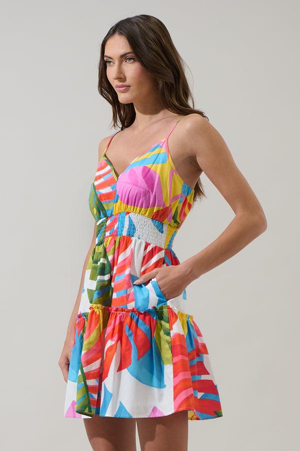 Sugarlips Breezy Palms Hela Smocked Mini Dress