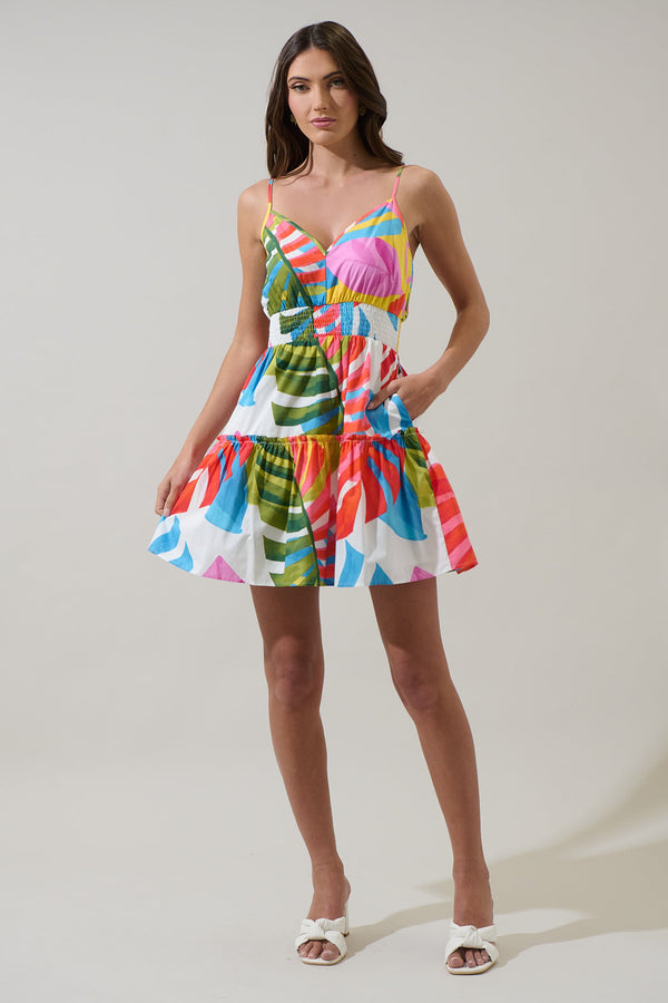 Sugarlips Breezy Palms Hela Smocked Mini Dress