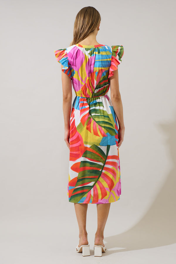 Sugarlips Breezy Palms Tiarna Ruffle Midi Dress