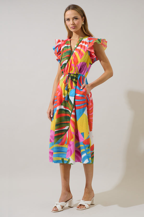 Sugarlips Breezy Palms Tiarna Ruffle Midi Dress