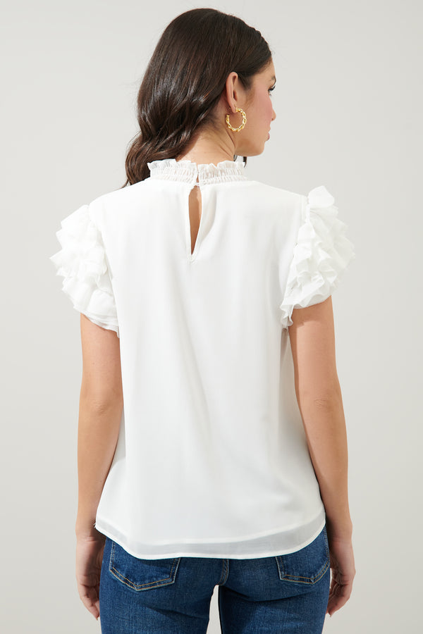 Sugarlips Brenna Mock Neck Ruffle Blouse