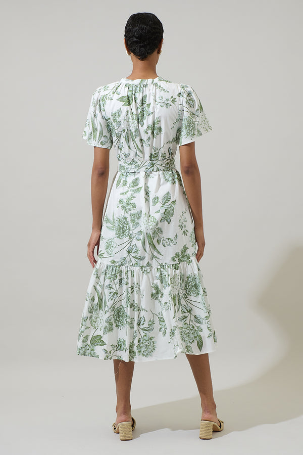 Sugarlips Bria Floral Cora Button Up Midi Dress