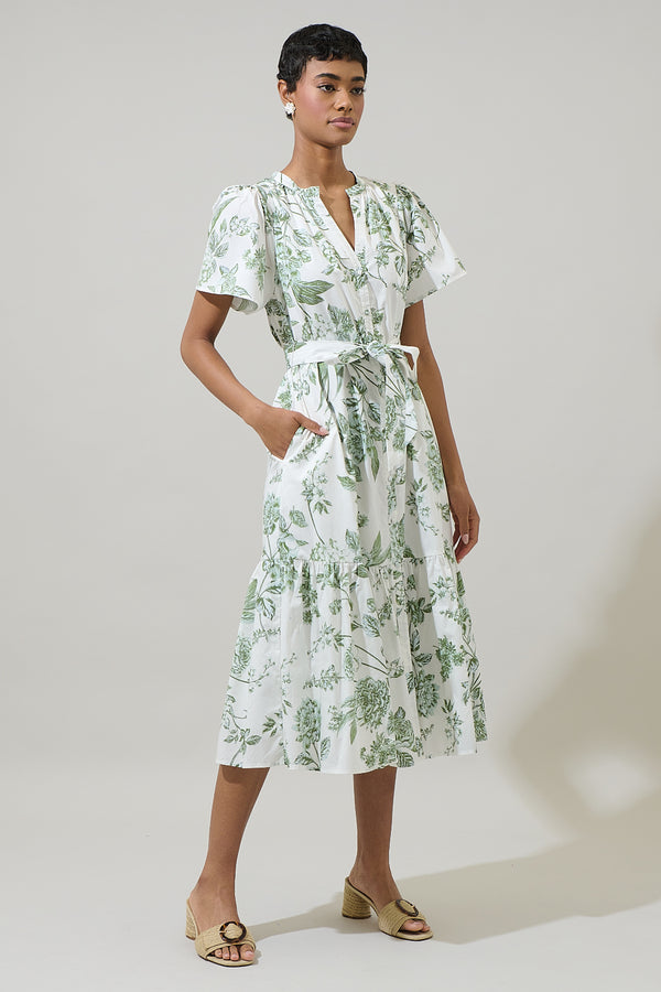 Sugarlips Bria Floral Cora Button Up Midi Dress