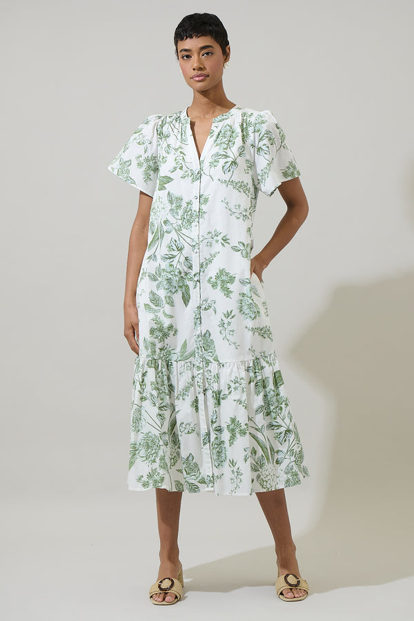 Sugarlips Bria Floral Cora Button Up Midi Dress