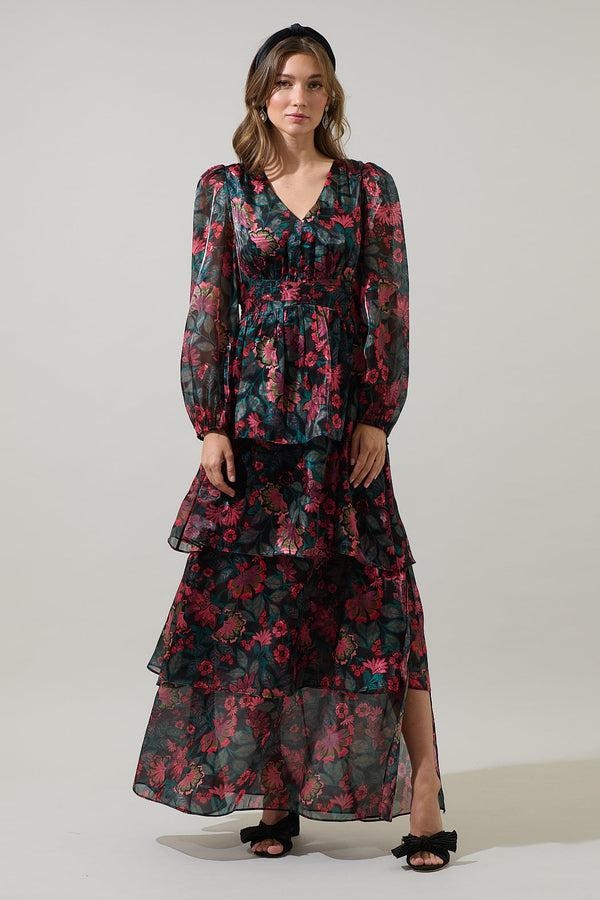 Sugarlips Briala Organza Sandy Pleated Maxi Dress