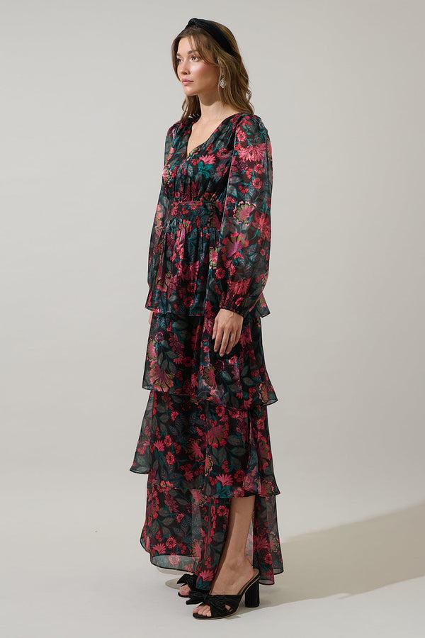 Sugarlips Briala Organza Sandy Pleated Maxi Dress