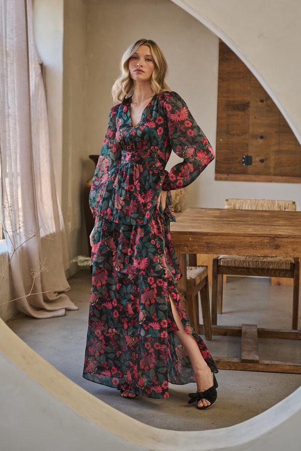 sugarlips Briala Organza Sandy Pleated Maxi Dress