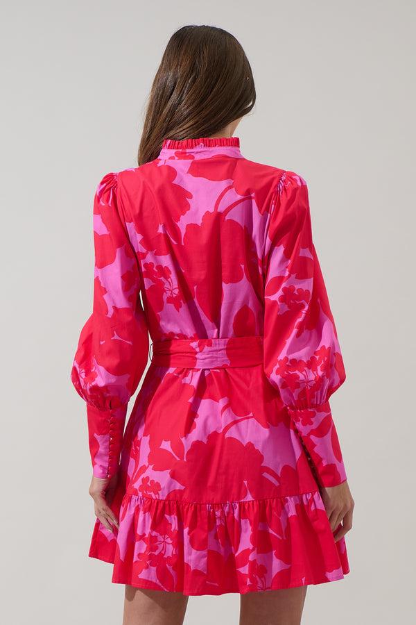 Sugarlips Briff Floral Beacher Pintuck Shift Dress
