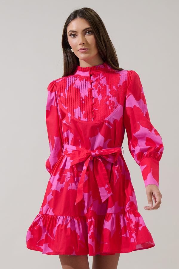 sugarlips Briff Floral Beacher Pintuck Shift Dress
