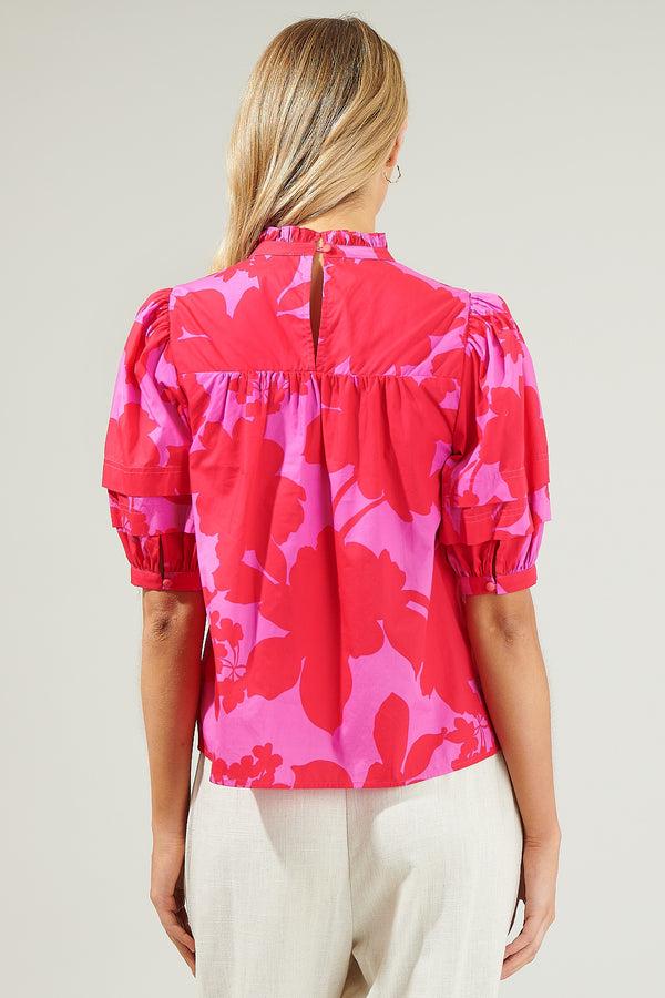 Sugarlips Briff Floral Ever After Mock Neck Blouse