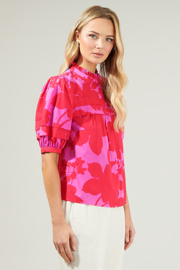 Sugarlips Briff Floral Ever After Mock Neck Blouse