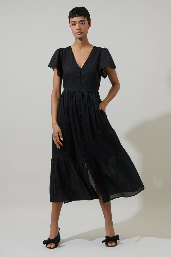 sugarlips Brigid Blissa Button Midi Dress