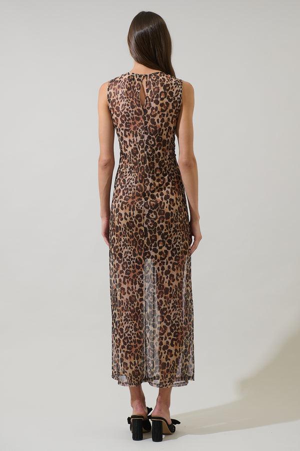 Sugarlips Briony Leopard Celie Mesh Maxi Dress