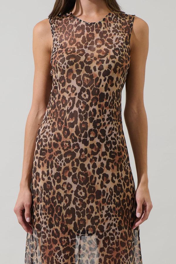Sugarlips Briony Leopard Celie Mesh Maxi Dress