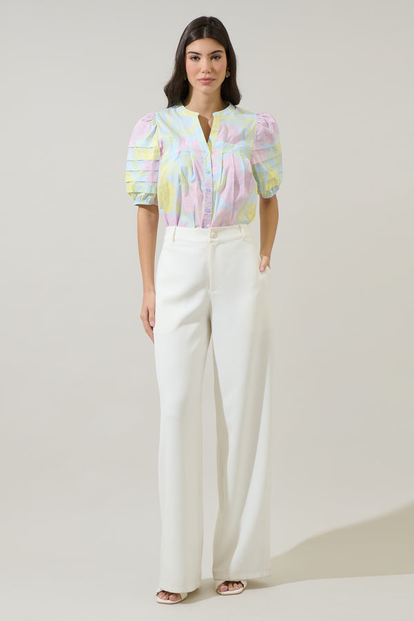 Sugarlips Brisa Floral Court Button Down Top