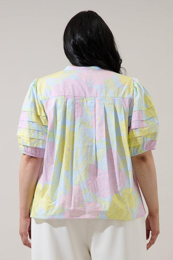 Sugarlips Brisa Floral Court Button Down Top Curve