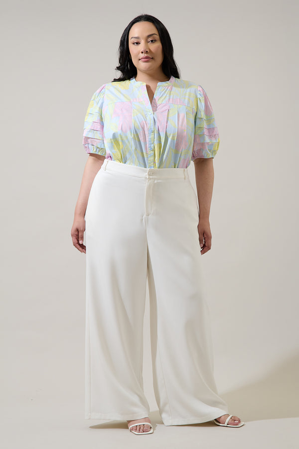 Sugarlips Brisa Floral Court Button Down Top Curve