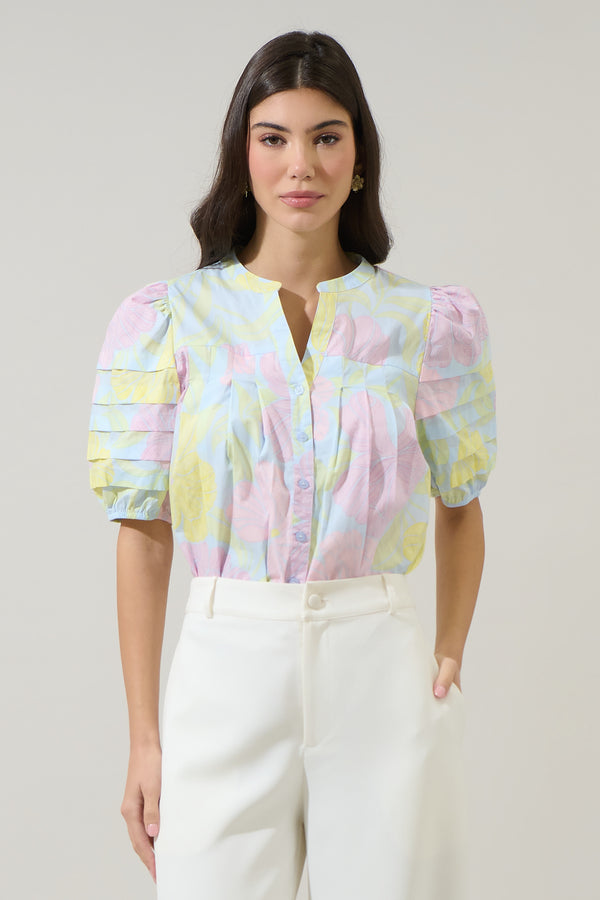 sugarlips Brisa Floral Court Button Down Top