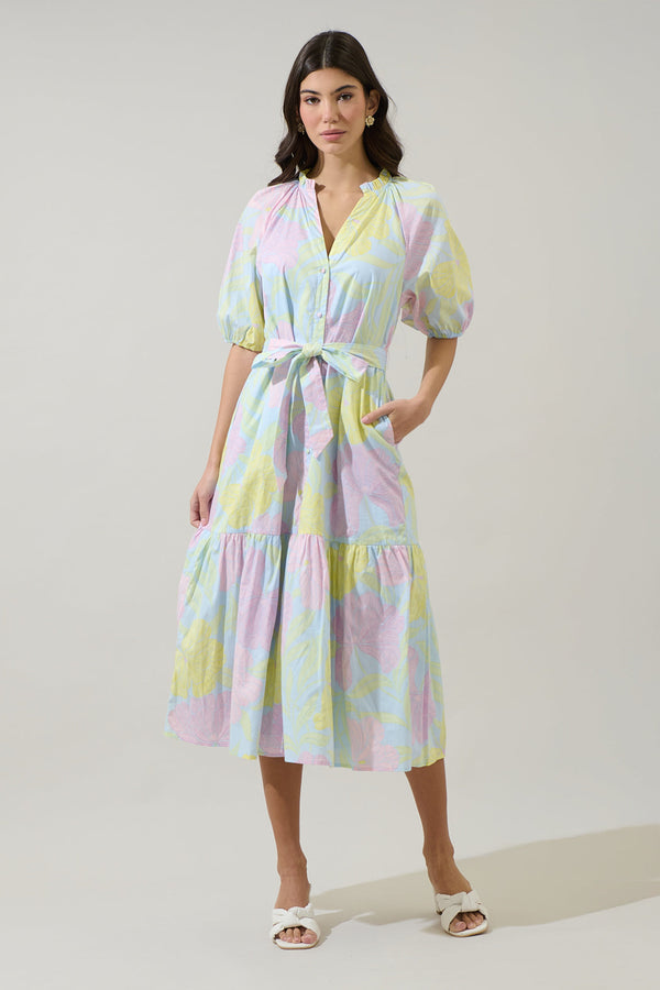 Sugarlips Brisa Floral Wynette Tiered Midi Dress
