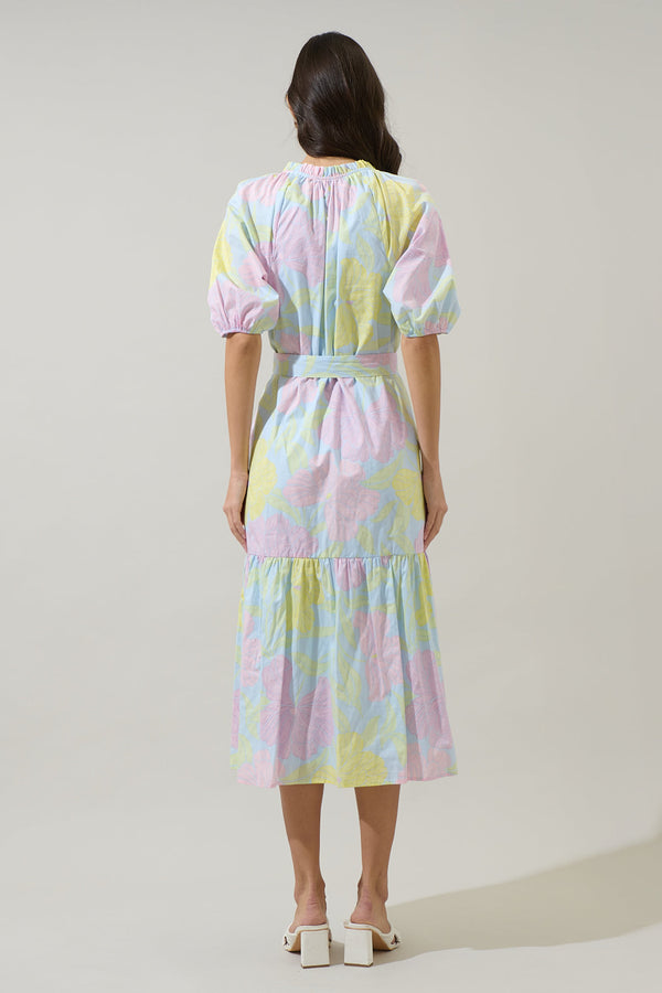 Sugarlips Brisa Floral Wynette Tiered Midi Dress