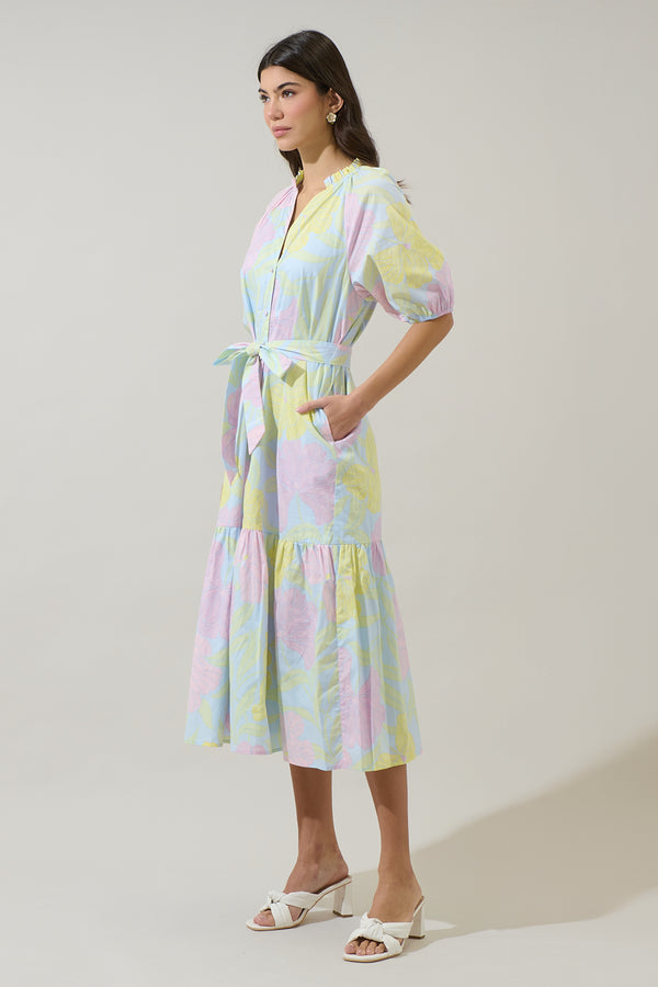 Sugarlips Brisa Floral Wynette Tiered Midi Dress