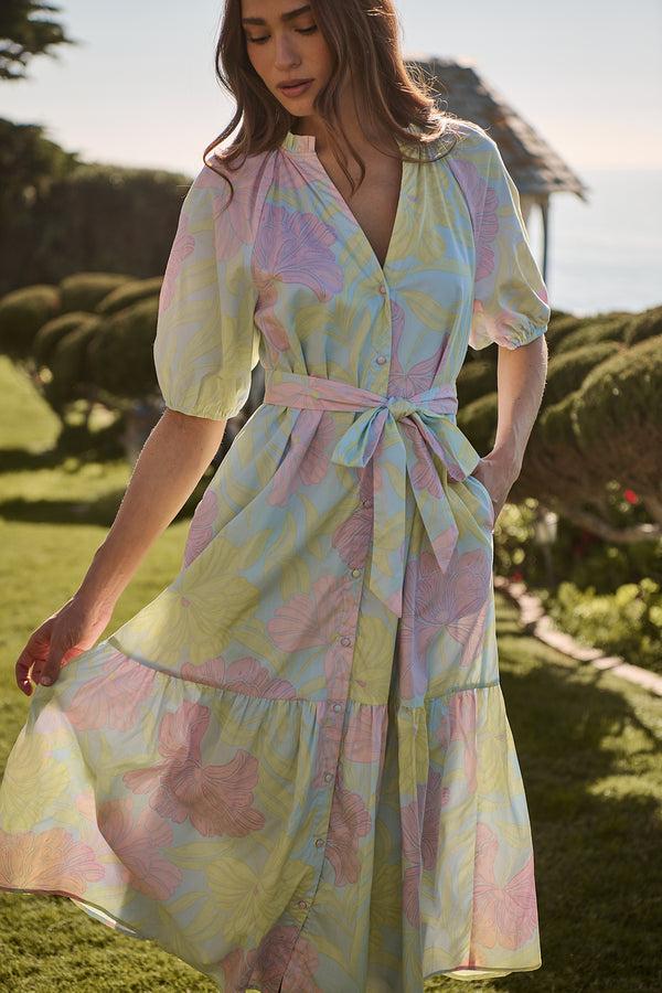 sugarlips Brisa Floral Wynette Tiered Midi Dress