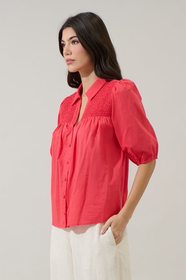 Sugarlips Brisma Smocked Button Up Top