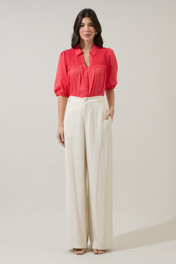Sugarlips Brisma Smocked Button Up Top