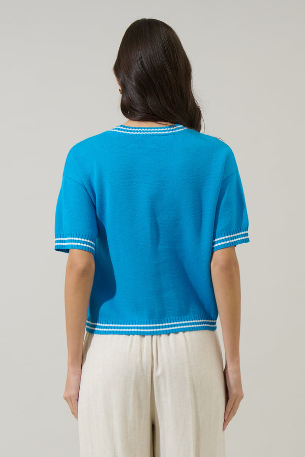 Sugarlips Brissy Cherry Drop Shoulder Sweater Top