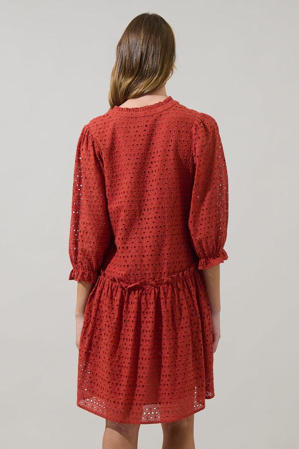 Sugarlips Brooky Eyelet Beryl Trapeze Mini Dress