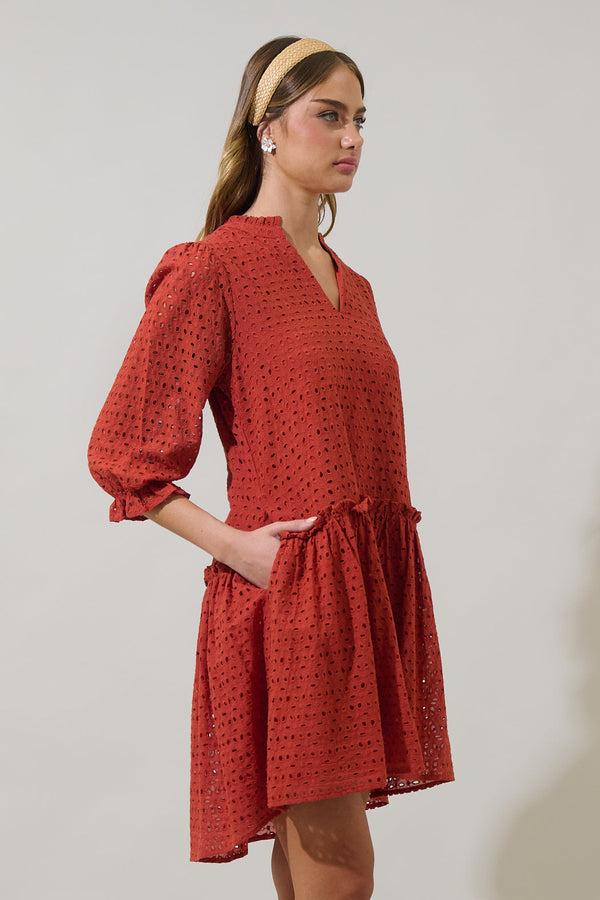 Sugarlips Brooky Eyelet Beryl Trapeze Mini Dress