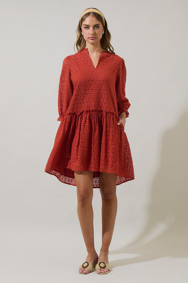 Sugarlips Brooky Eyelet Beryl Trapeze Mini Dress