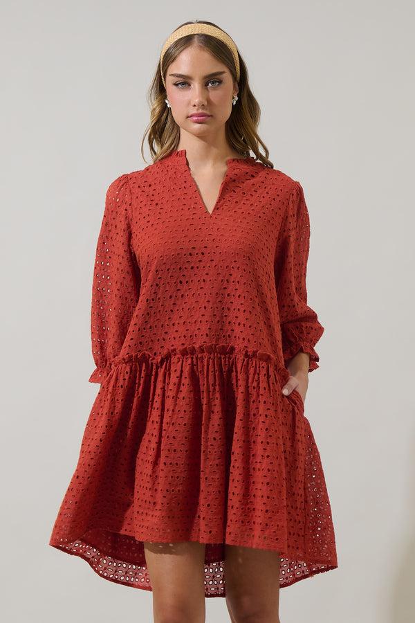 sugarlips Brooky Eyelet Beryl Trapeze Mini Dress