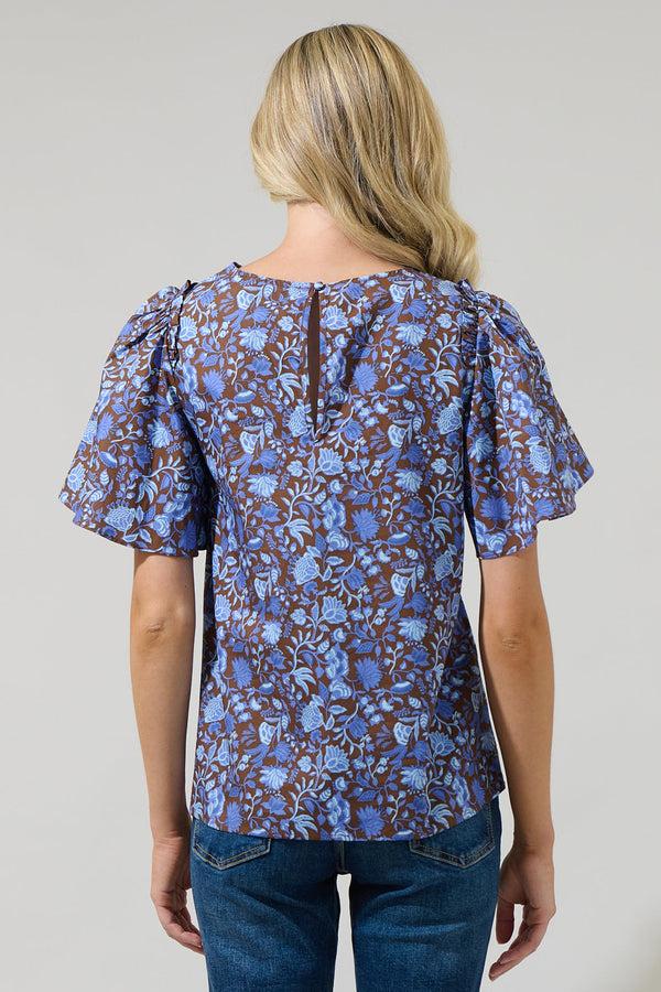 Sugarlips Bruceton Floral Tune Puff Sleeve Top