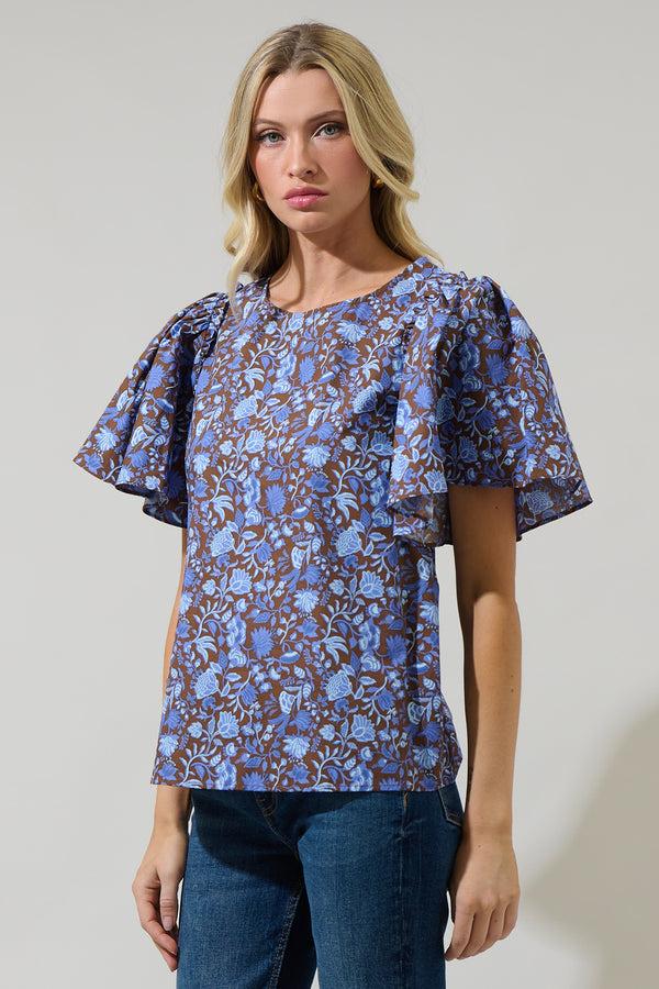 Sugarlips Bruceton Floral Tune Puff Sleeve Top