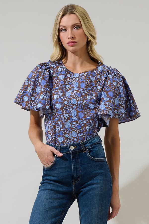 sugarlips Bruceton Floral Tune Puff Sleeve Top