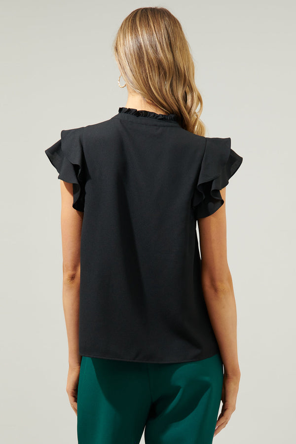 Sugarlips Brynn Flutter Sleeve Button Up Blouse