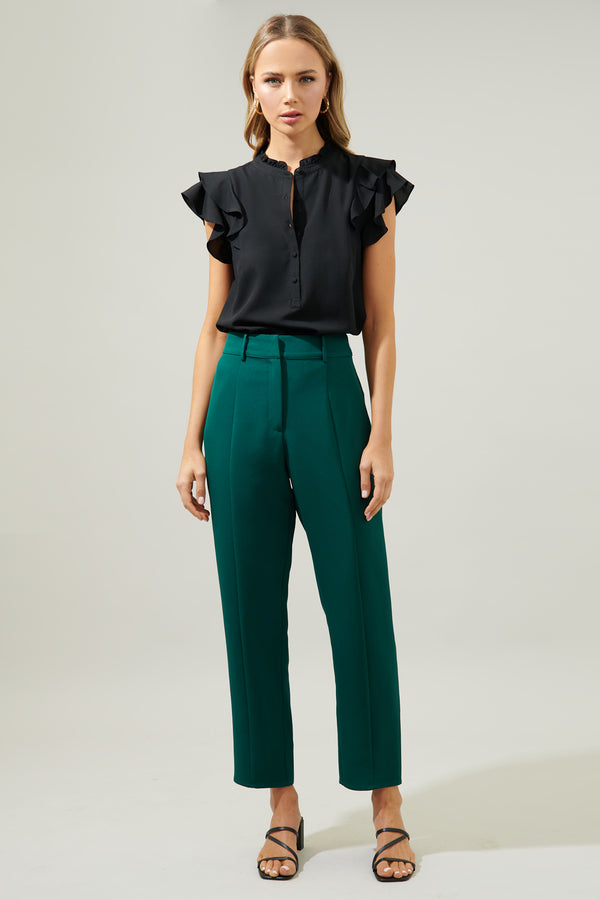 Sugarlips Brynn Flutter Sleeve Button Up Blouse